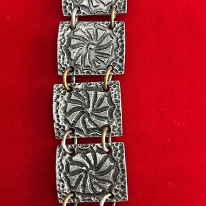 1960s brutalist pewter bracelet created by designer Robert Larin